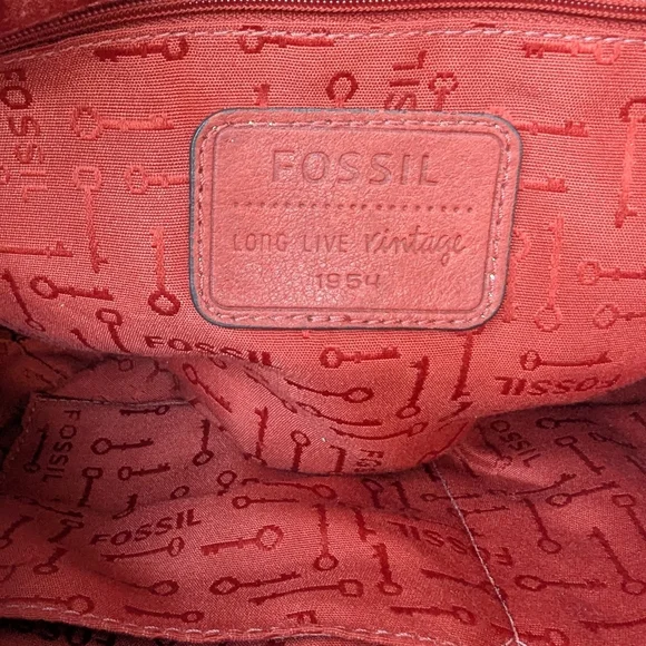 🌼 Fossil Women's Leather Satchel - Burnt Orange - Picture 9 of 10